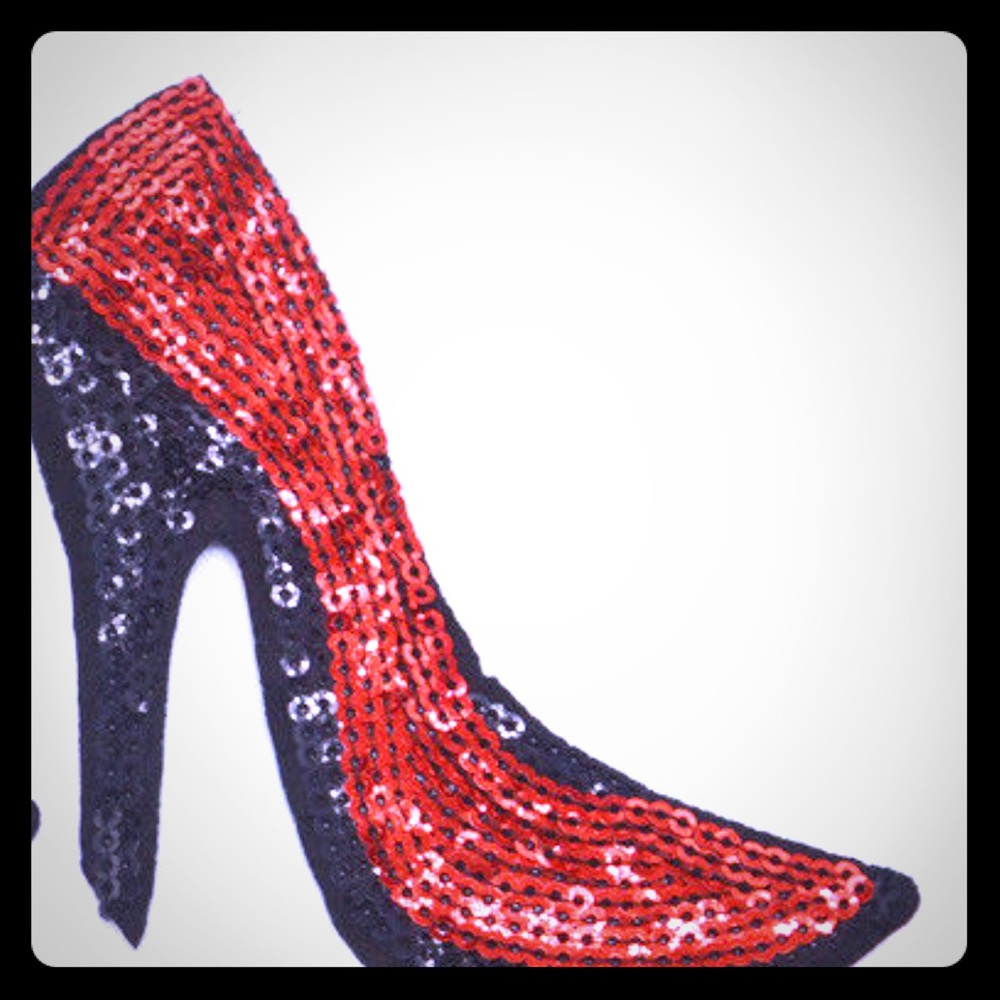 High Heeled Sequin Shoe Embroidered Patch